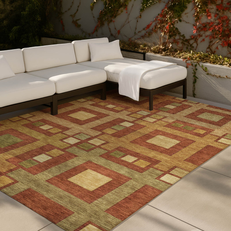 Machine Washable Indoor/Outdoor Chantille ACN2889 Geometric Rug, Teal, 9' x 12'