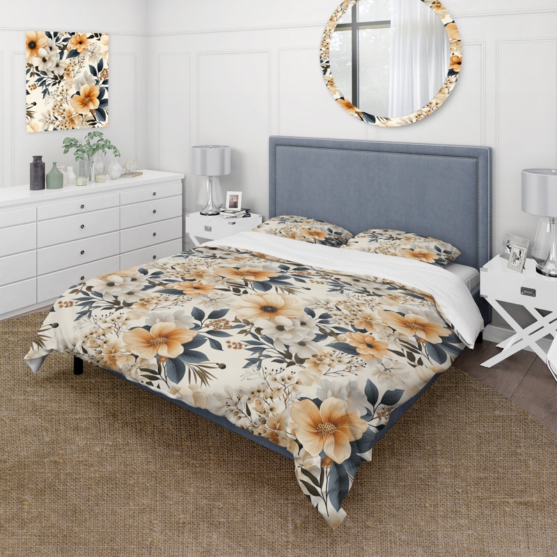 Literie rustique à chaleur florale Brilliance II, Housse de couette simple + 1 taie décorative stan