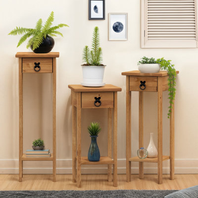 Bridewell Solid Wood Pine Plant Stand 3 Tier Set of 3