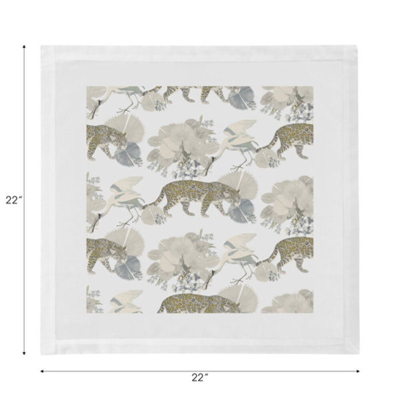 Leopard Walk Cameo Hemstitch 22" Linen/Cotton Napkin, Cameo