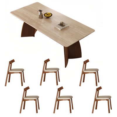 Rectangular rock plate dining table and chair set