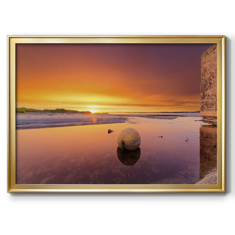 Coucher de soleil - Reproduction d'un seul cadre photo sur toile, Or, H 14 po x l 20 po x P 1,5 po