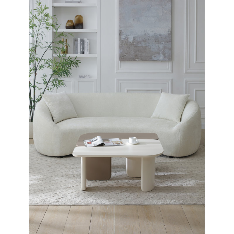 Ensemble de tables basses 2 pièces, Kaki / Blanc