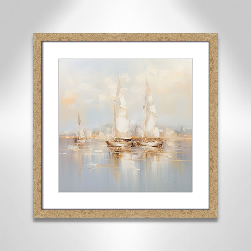 Impression de bateaux dorés II par Lazar Studio, 17'' W x 17'' H, Matted Print, Natural
