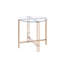 Table de bout Veises avec plateau en verre transparent et finition champagne