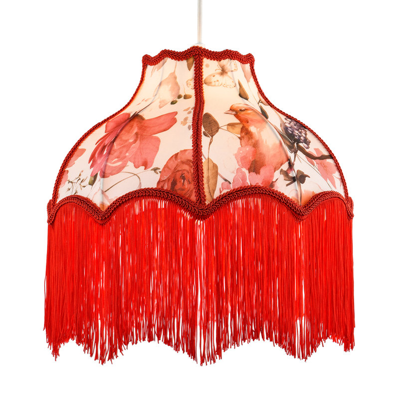 21cm H Cotton Empire Lamp Shade ( No Direct Attachment Method ) in Red