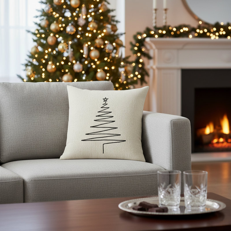 Silent Night Noir Woven Rectangular Accent Pillow Cover & Insert, Ivory, Square 20"H x 20"W