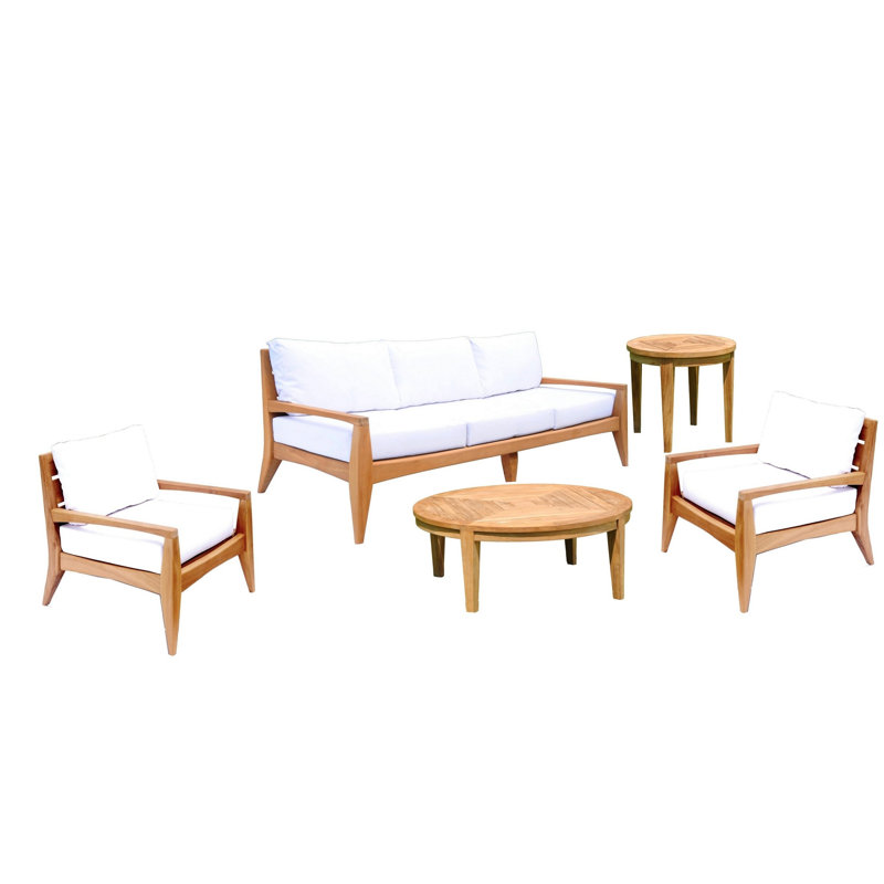 Noida 80'' Wide Teak Patio Sofa with Sunbrella® Cushions