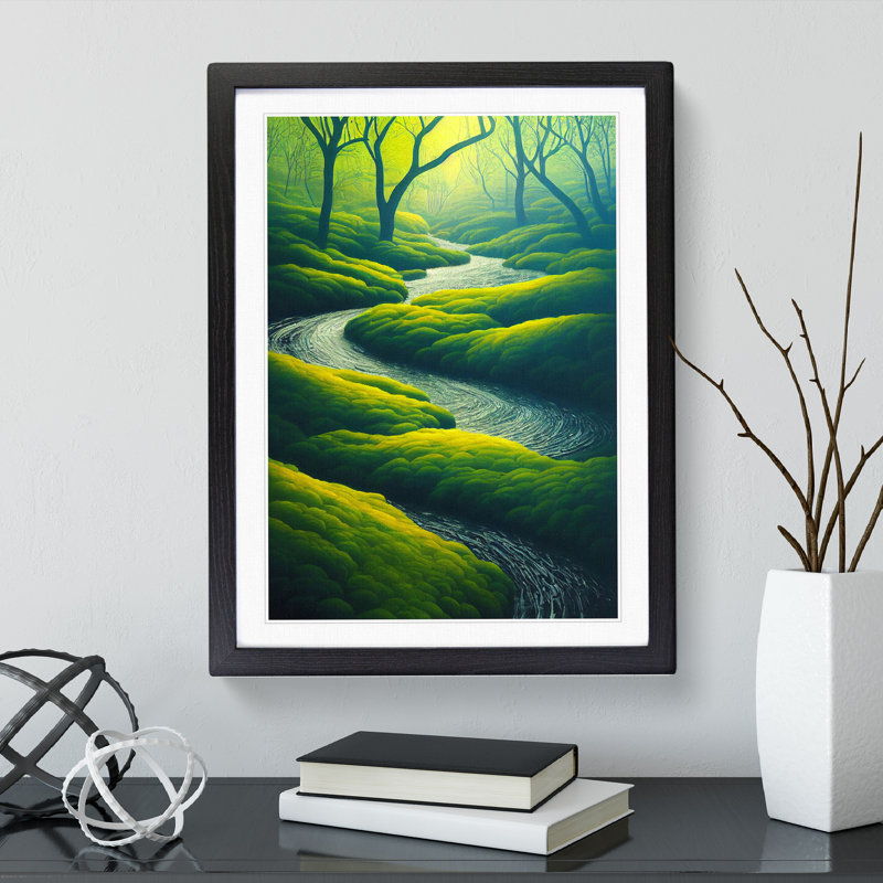 Forest Stream No.3 - Single Picture Frame Painting, Black, 34cm H x 25cm W x 2cm D