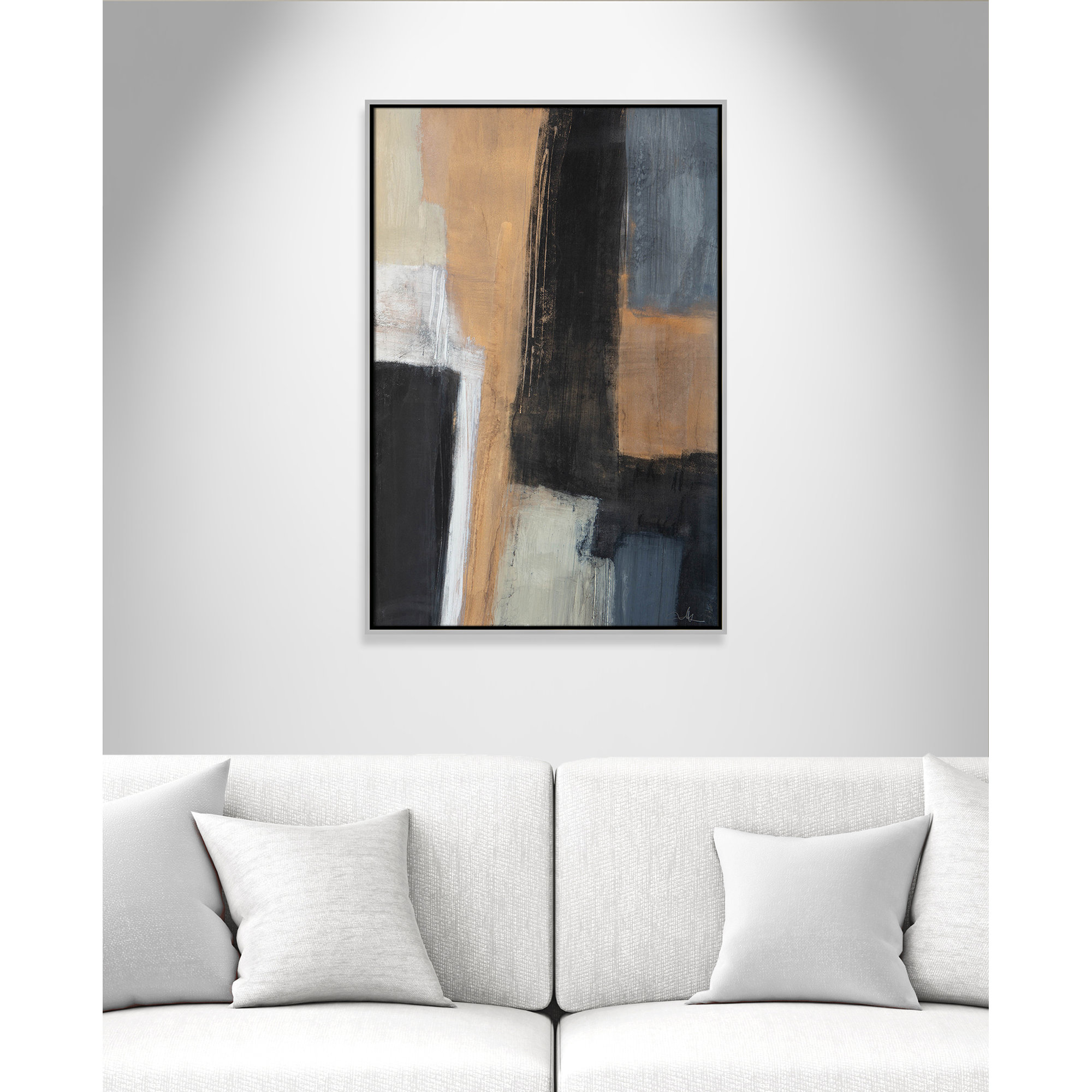 Karl Metallic Slate I Framed On Canvas Print, Silver, 37.5" H x 25.5" W x 2" D