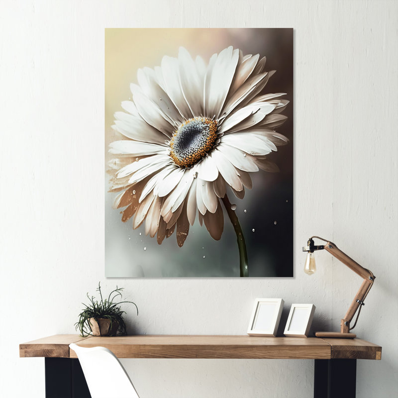 «White Gerbera Flowers II», reproduction sur toile, L 12 po x H 20 po, Toile tendue