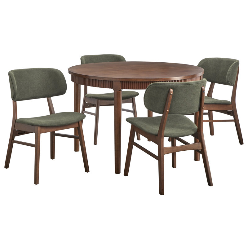 Swanton Dining Set, Green/Walnut