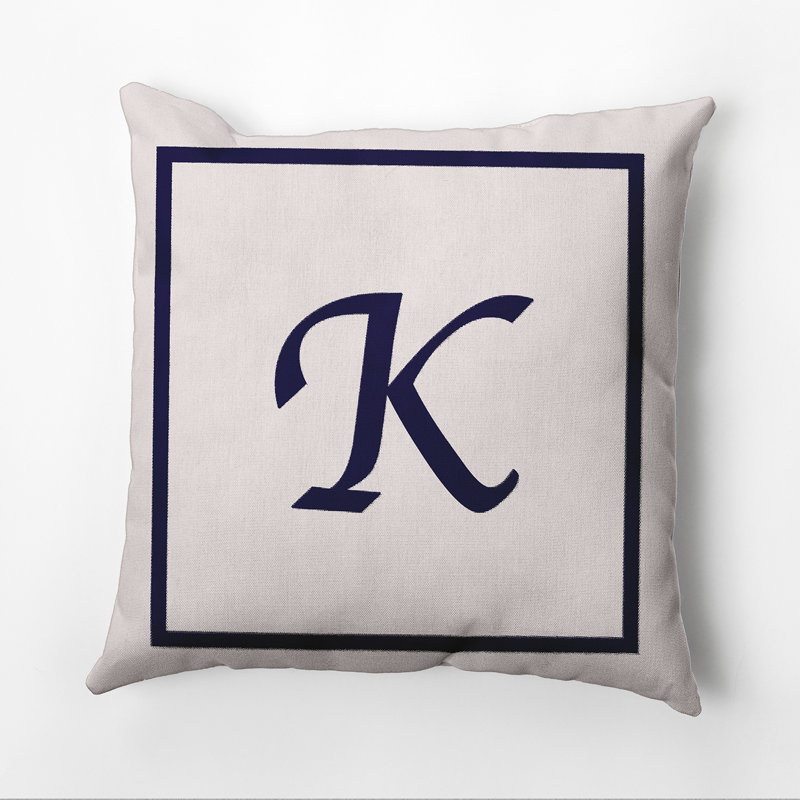 Reversible Throw Pillow, 26"x26", K, Navy Blue/White
