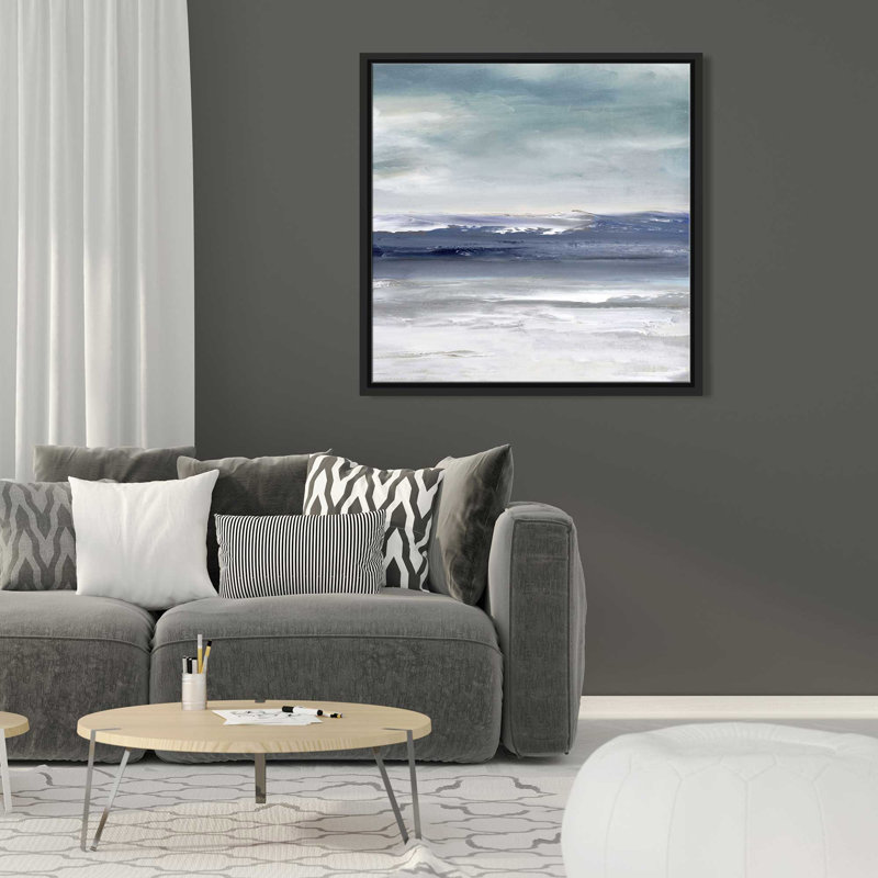 Sandpiper Bay par Sally Swatland - Peinture, L 21,5 po x H 21,5 po, Cadre noir