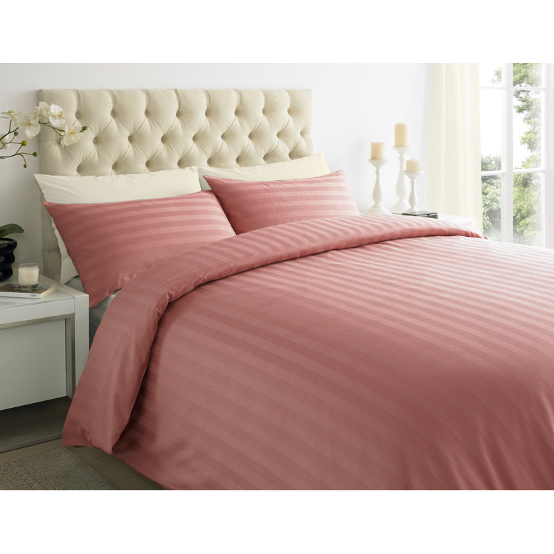 Satin Solid Colour Duvet Cover Set with Pillowcases, Double - 2 Standard Pillowcases, Peach