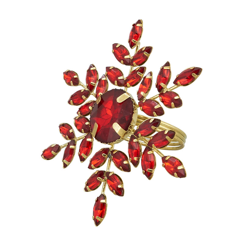 Glass Beads, Iron Napkin Holder, Red