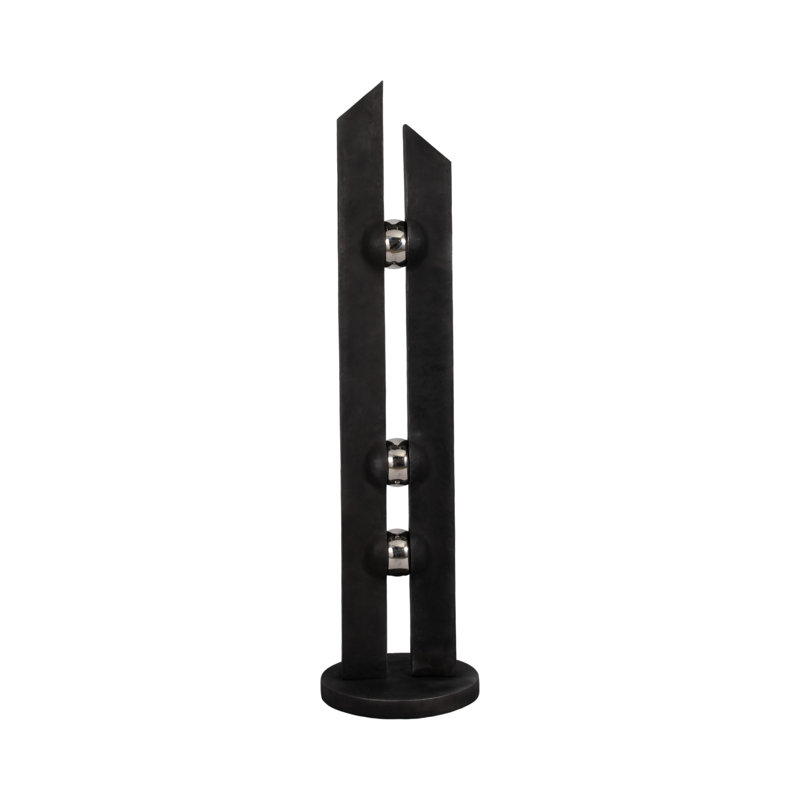Sculpture géométrique en résine noire Ynes - hauteur de 64 po autoportante pour la maison et le bureau