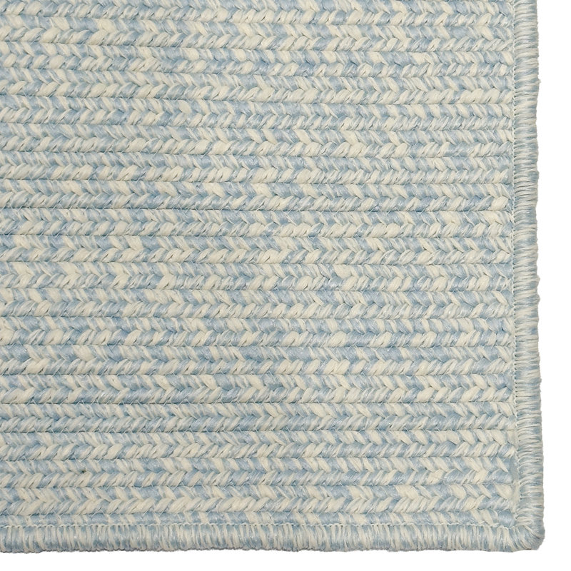 Tapis d'extérieur uni tressé Nautical Tweed, Rectangle 8 pi x 11 pi, Bleu clair