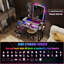 Dressing Table with Human Sensor RGB Lights, Tempered Glass Top, and Quick-Charging Station-158589792