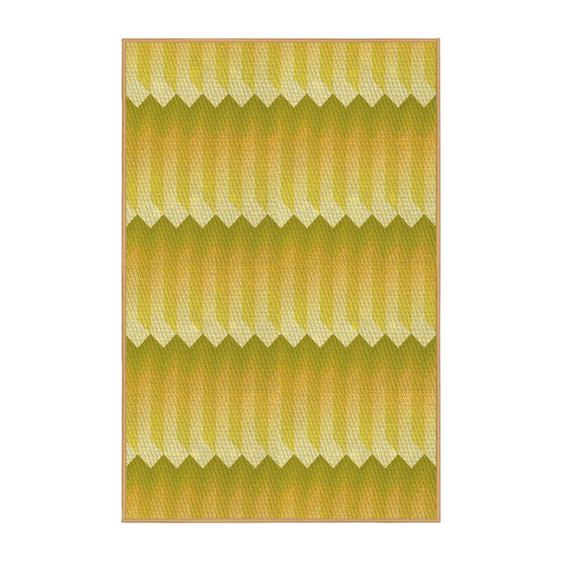 Tapis géométrique en laine beige / vert, Rectangle 2 pi x 3 pi