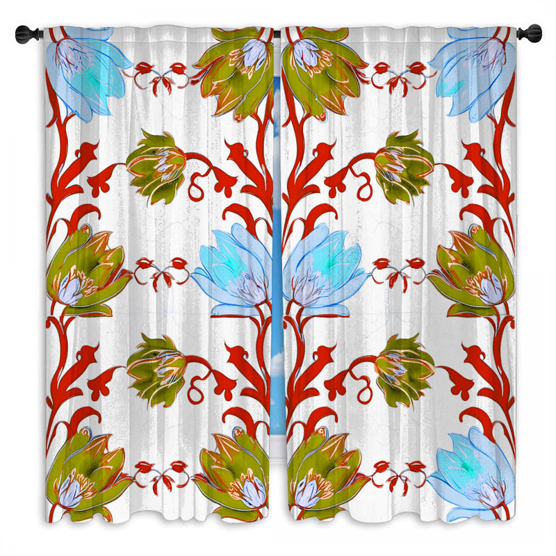 Rideaux obscurcissant à motif floral bleu-vert à motif floral - 2 panneaux, 20 po x 50 po - 2 panneaux, Transparent