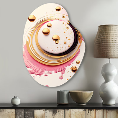 Pink Watercolor Circular Abstract IV - Abstract Spirals Pear Shape Metal Wall Sculpture
