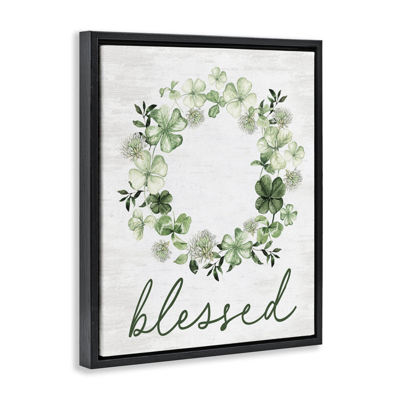 Cadre flottant «Blessed with Spring Clover», Cadre flottant noir de jais, H 21 po x l 17 po