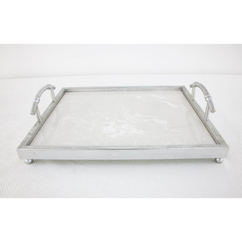 Lalana Decorative Tray, Antiqued Silver Leaf, 19" x 16"