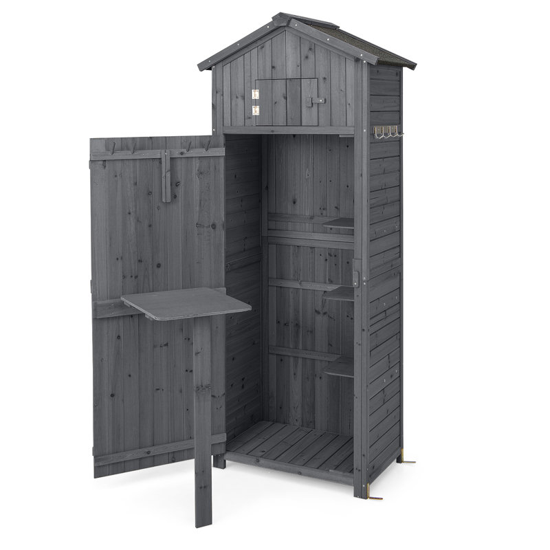 Garden Storage Shed 180CM Tall Outdoor Storage Cabinet With Lockable Doors-Grey
