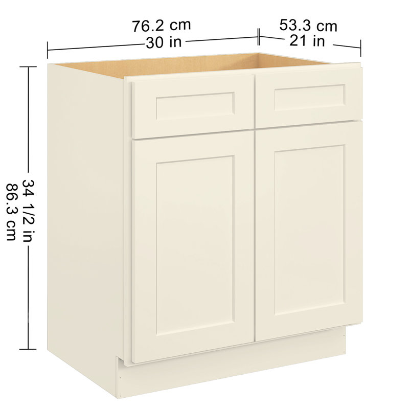 Base de meuble-lavabo pour salle de bain en contreplaqué blanc antique 30 po x 21 po x 34,5 po - Prêt à assembler