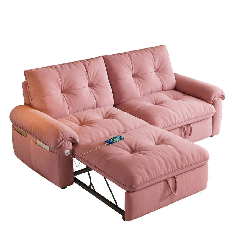 Canapé-lit convertible 1 pièce VelvSteel, Pink