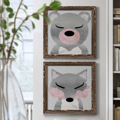 Ours - ensemble de 2 peintures sur toile encadrées