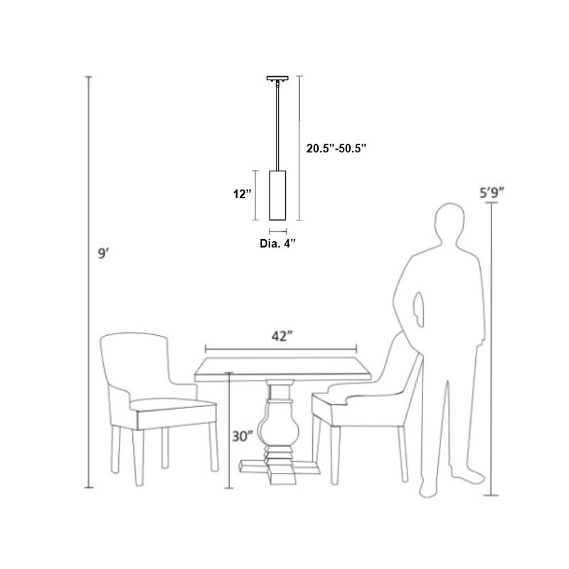 Luminaire suspendu cylindrique à 1 lumière Flaire, Bronze anglais
