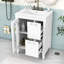 Meuble-lavabo simple autoportant contemporain avec porte en verre Moru et tablette réglable-1101354953