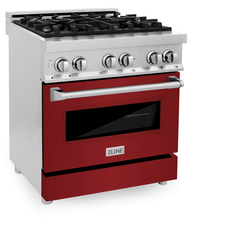 ZLINE 30" Legacy Dual Fuel Range, Red Gloss Stainless Steel