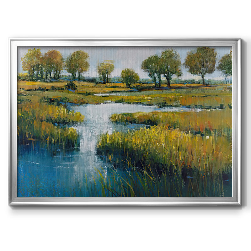 " Marshland View III ", 30" H x 44" W x 1.5" D, Silver