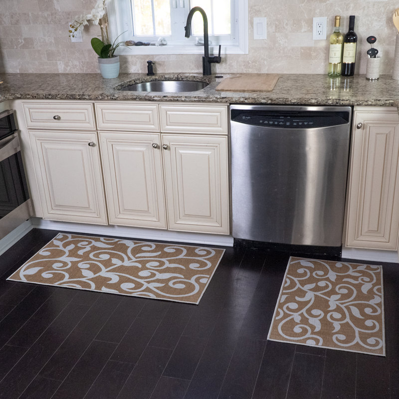 Tapis de cuisine 2 pièces Devkaran, Beige