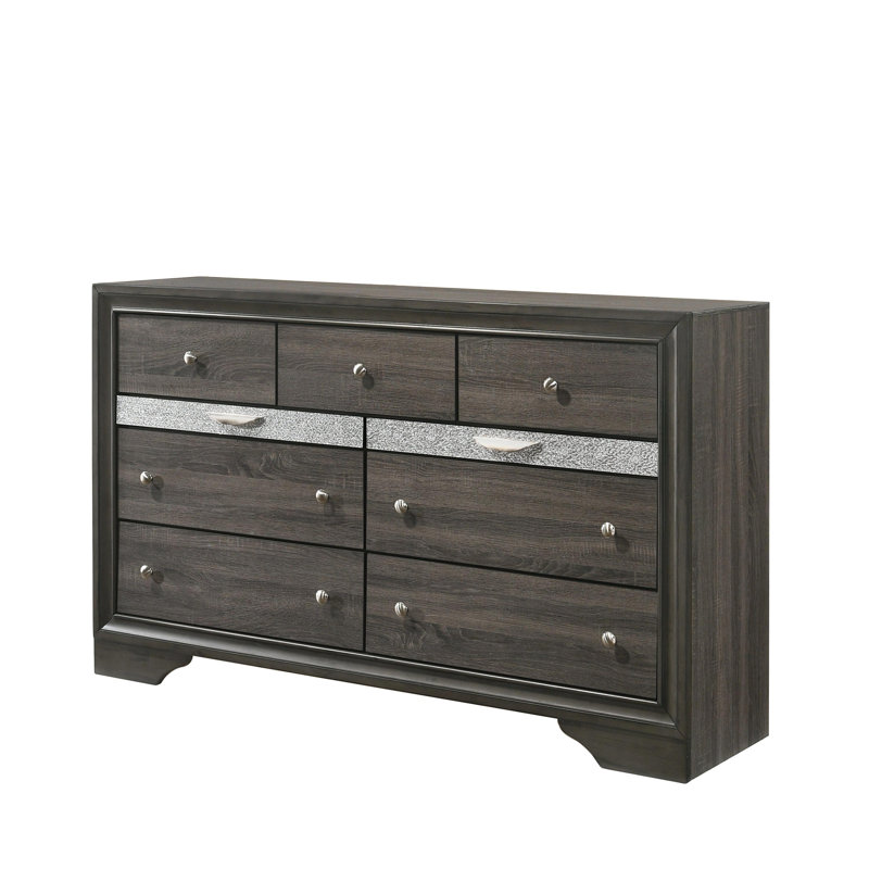 Carman 9-Drawer Rectangular Double Dresser, Gray