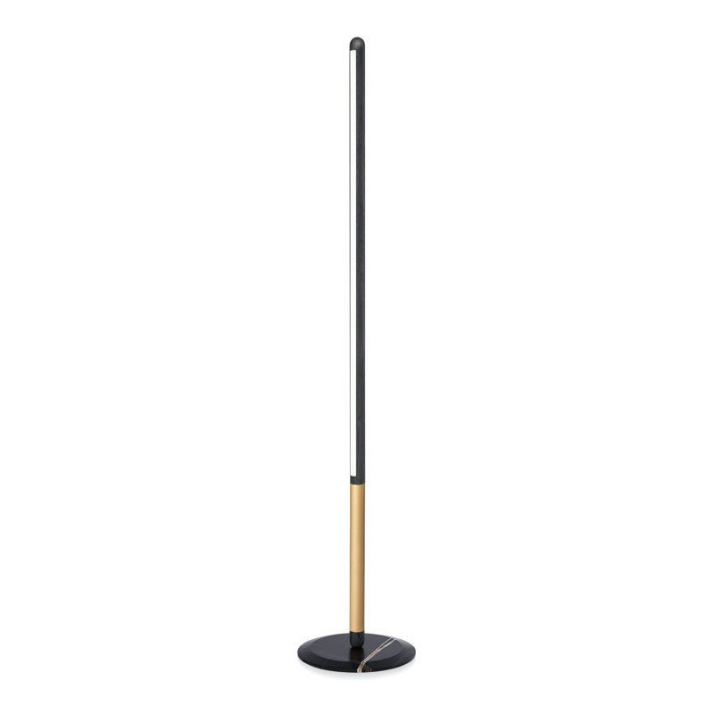 Lampe sur pied colonne 65,8 "Linea, Or/noir, Bois de frêne noir