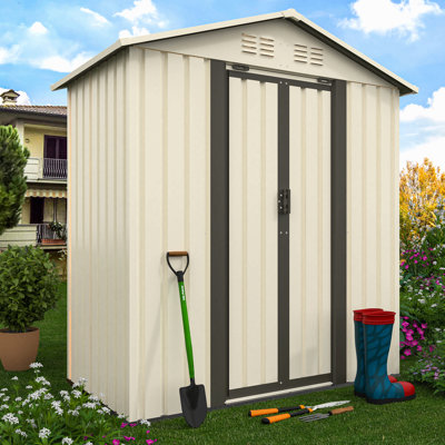 Outdoor Storage Garden Shed 5Ftx3ft Apex Roof White