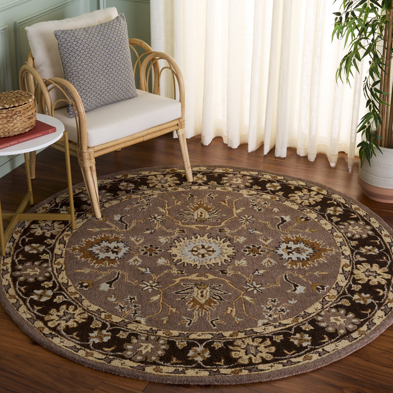 Tapis oriental en laine touffeté à la main Tingley, Rond 6 pi