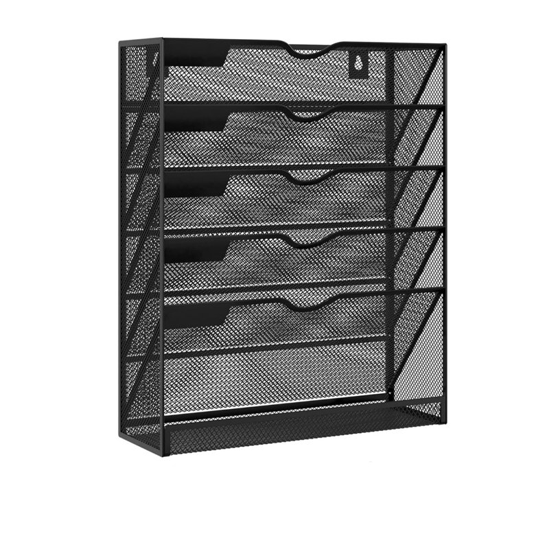 5-Layer Grid Wall Mount File Organizer, Black