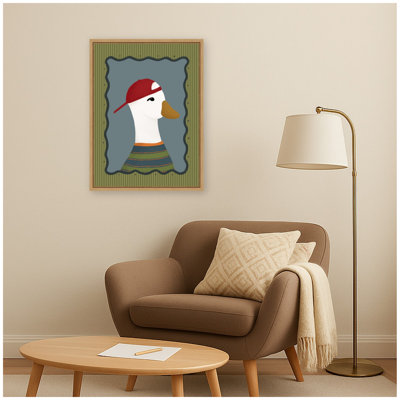 Goose Boy Baseball Cap par Molly Dillon de The lil Dills Shop, reproduction d'art sur toile encadrée