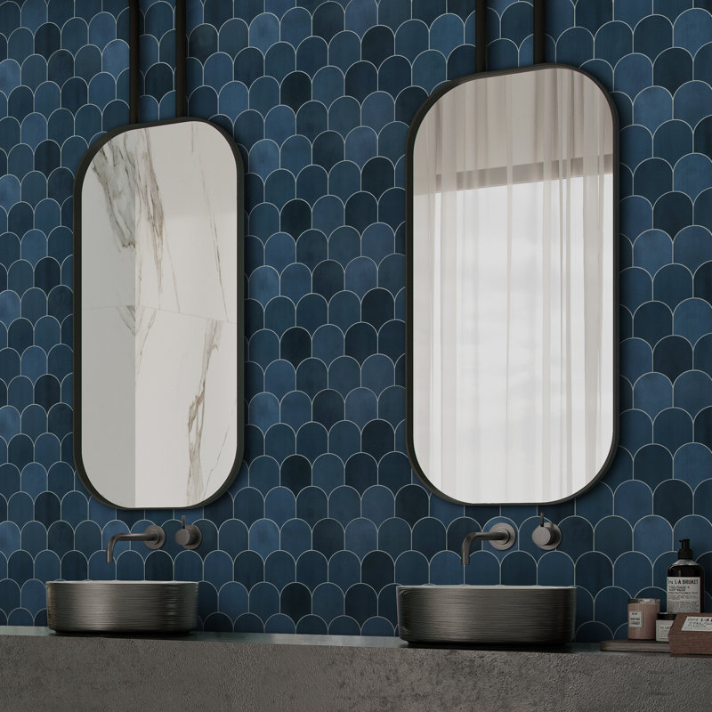Carreau de mosaïque auto-adhésif en pierre 10,9 po x 11,4 po, Bleu
