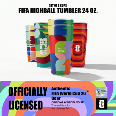 Ensemble de 8 gobelets en plastique pour soccer de la Fifa - 24 oz