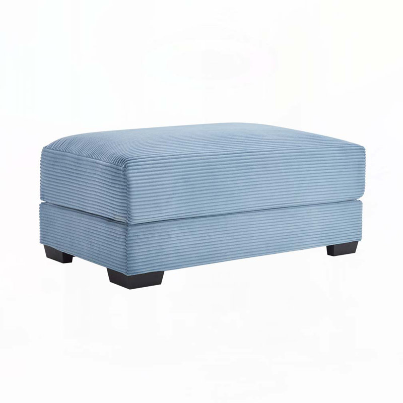 Corduroy Fabric Ottoman, Blue