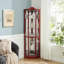 Armoire de coin vitrée éclairée avec tablettes réglables
