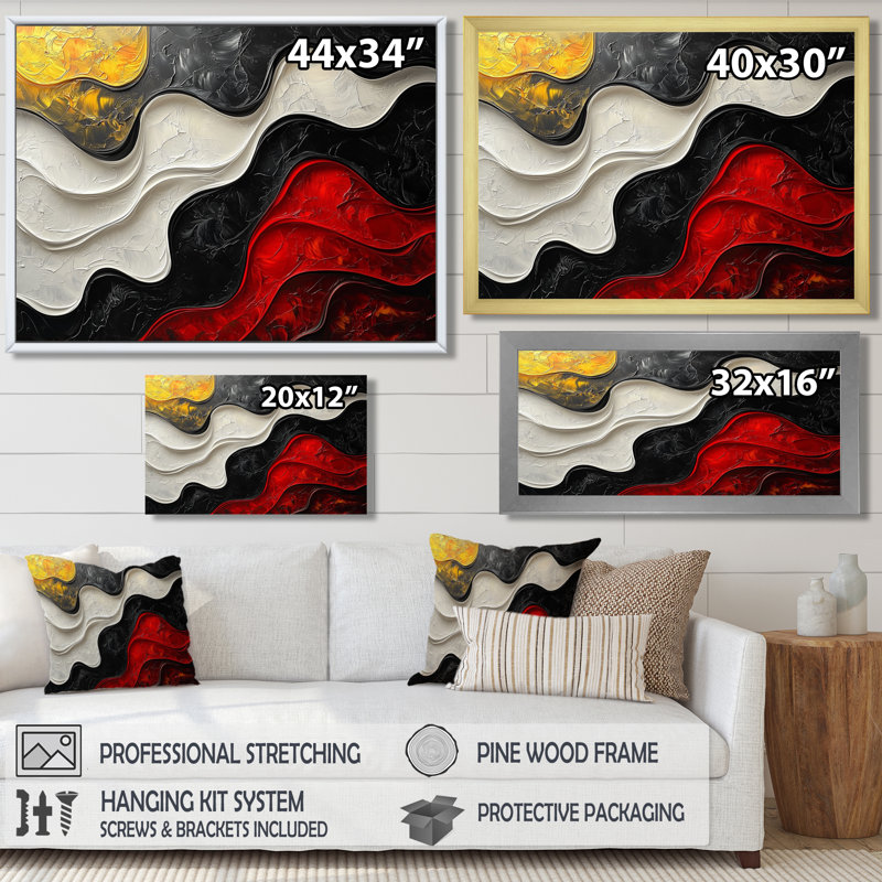 Westrick - Abstract Canvas Art Print, Reproduction encadrée d'une seule photo, Noir, noir, noir, noir, 12" H x 20" W