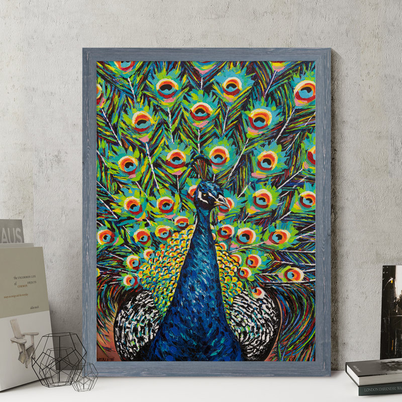 « somptueux peacock ii » par paul cezanne-reproduction d’art sur image, H 32 po x l 44 po x 1,25 po, Toile avec cadre gris
