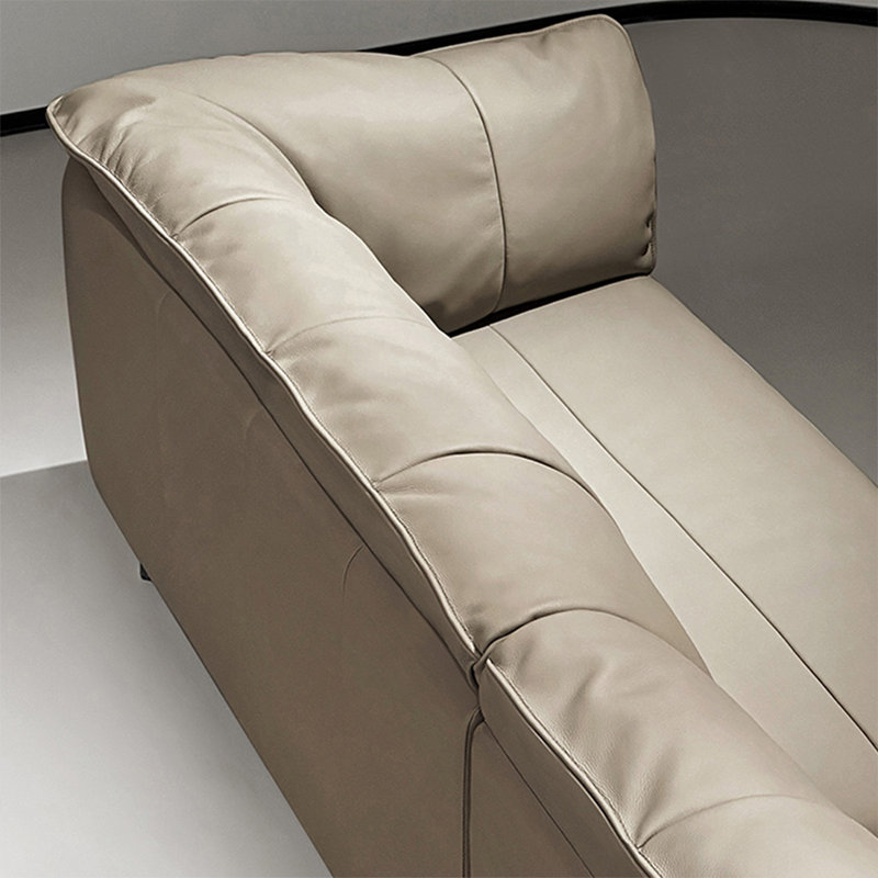 Canapé modulaire kaki en cuir véritable, H 32,28 po x l 102,36 po x P 37,8 po, 3